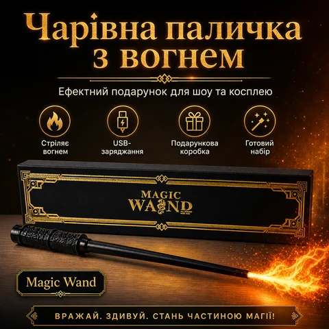Чарівна паличка Magic Wand чорна, подарунковий набір з USB-заряджанням