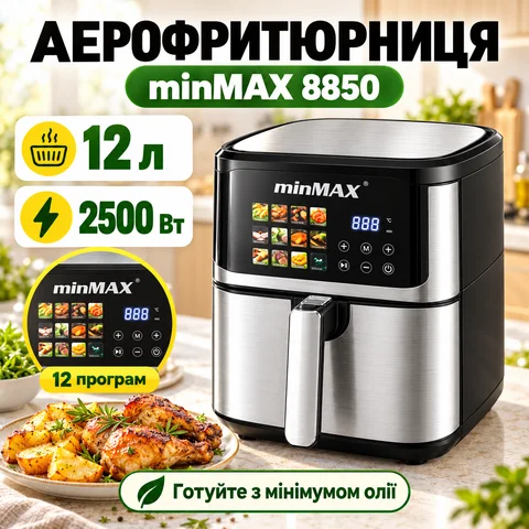 Аерофритюрниця minMAX MNF-8850 12 л 2500 Вт, сенсорна, чорна