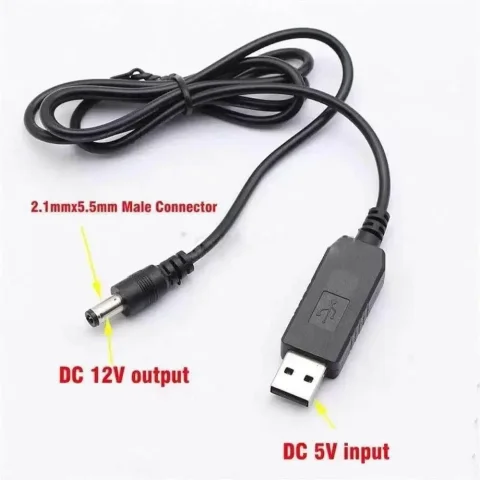 Кабель USB – DC 12 В для підключення роутера до павербанка, 5,5 × 2,1 мм