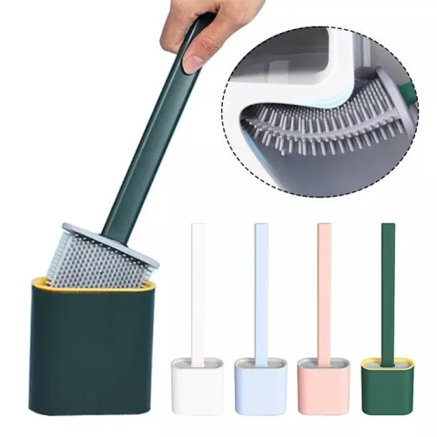 Силіконова щітка для унітазу Toilet Brush зі знімним ситечком, біло-сіра