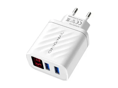Мережевий зарядний пристрій AR-220 на 2 USB, 2,4 А, з дисплеєм