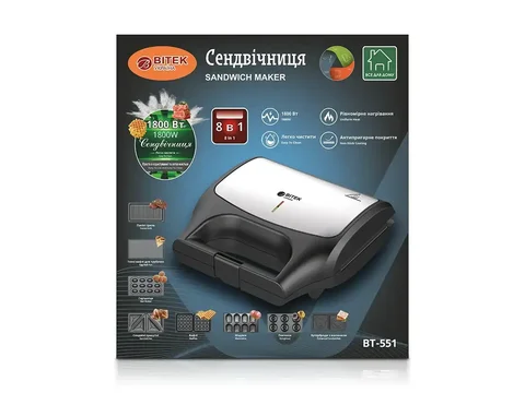 Сендвічниця 8 в 1 BITEK BT-551 1800 Вт зі знімними формами