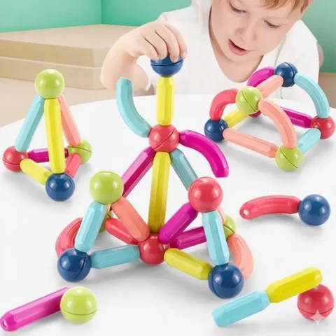 Дитячий магнітний конструктор Magnetic Sticks на 25 деталей у кейсі