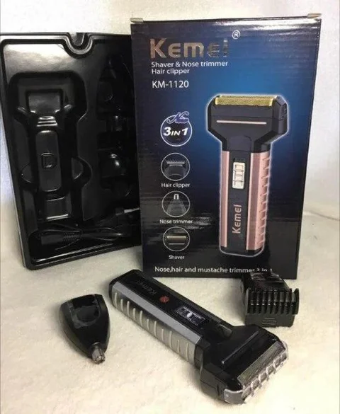 Електробритва Kemei KM-1120 акумуляторна з насадками, чорна