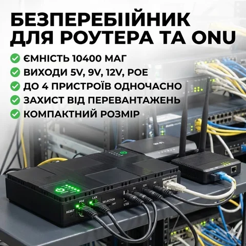 Міні-ДБЖ постійного струму для роутера та камер 5/9/12 В з USB