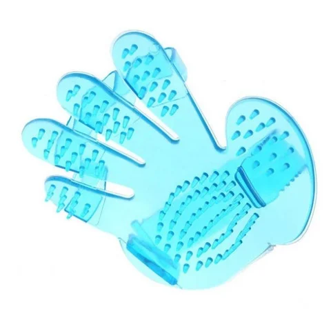 Силіконова рукавичка-щітка для вичісування тварин Pet Wash Brush, синя