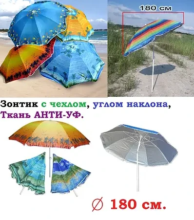 Парасолька пляжна Best 11 з нахилом 1,8 м, посилена, з УФ-захистом