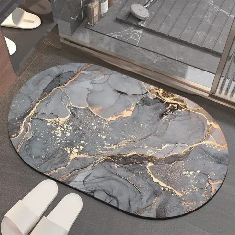 Діатомітовий килимок для ванної кімнати 3D Мармур 50 × 80 см, овальний