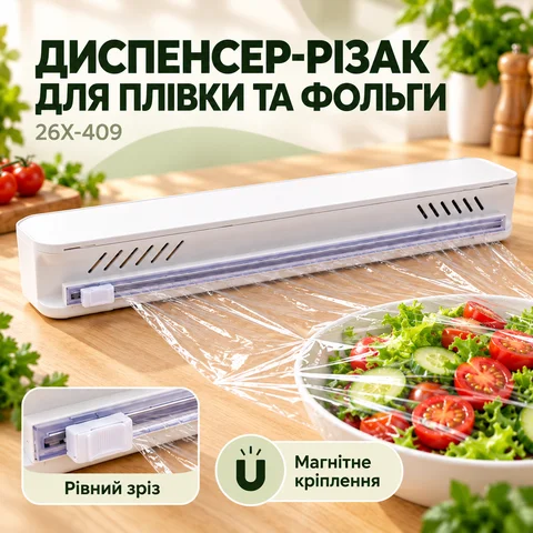 Кухонний диспенсер-різак 26X-409 для харчової плівки та фольги, магнітний