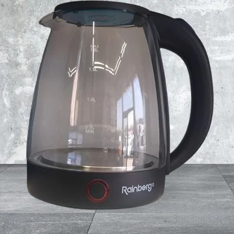 Скляний електрочайник Rainberg RB-2240 2 л 2200 Вт, чорний
