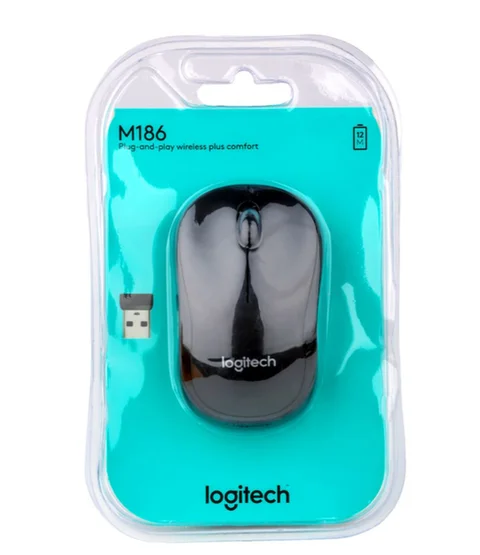 Бездротова оптична миша з USB-приймачем, 2 кнопки, чорна