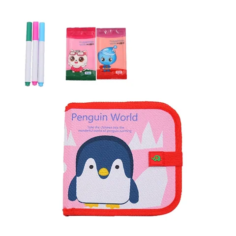 Багаторазовий альбом для малювання з фломастерами Penguin World