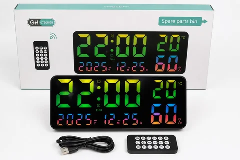 Електронний LED-годинник GH0750RGB з вологістю, температурою та пультом