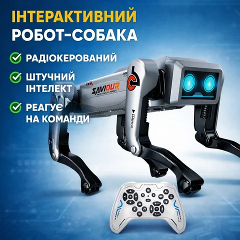 Інтерактивний робот-собака AI Robot на пульті керування, сірий