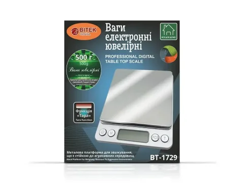 Ювелірні електронні ваги BITEK BT-1729 до 500 г з точністю 0,01 г