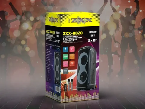 Акустична переносна колонка ZXX-8820 60 Вт 2×8″ з двома мікрофонами та пультом