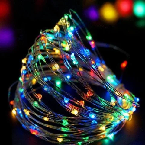 Гірлянда-нитка RD-7110 мідний дріт 100 LED RGB 10 м з блоком живлення