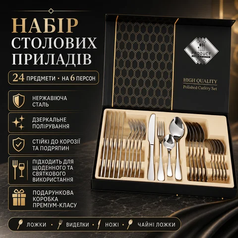 Набір столових приборів на 6 персон 24 предмети в подарунковій коробці
