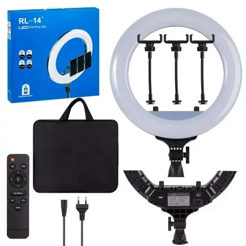 Кільцева LED-лампа Ring Light RL-14 36 см з пультом, трьома тримачами та сумкою