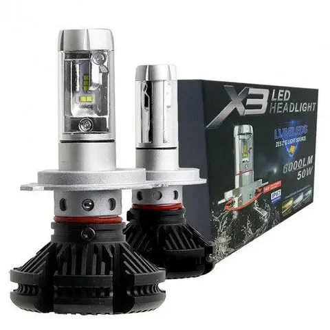 LED-лампи X3 цоколь H11 для автомобіля, 2 шт., 6500 K, 10000 лм