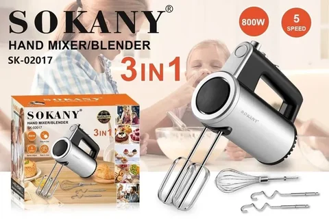 Ручний міксер Sokany SK-02017 3 в 1, 800 Вт, 5 швидкостей