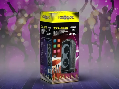 Акустична переносна колонка ZXX-8830 80 Вт 2×10″ з двома мікрофонами та пультом