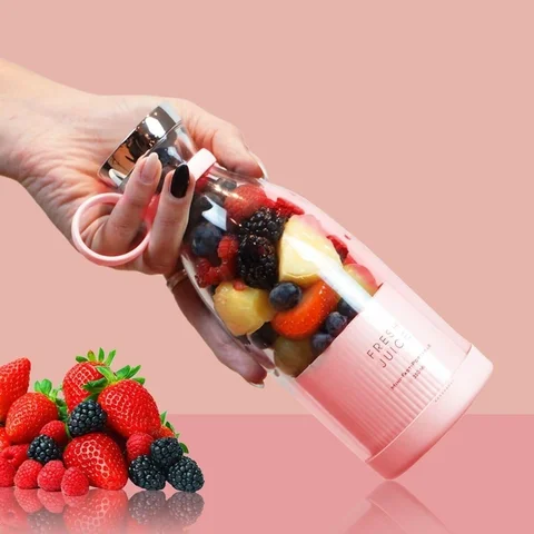 Портативний блендер-пляшка Fresh Juice 380 мл, білий, рожевий, блакитний