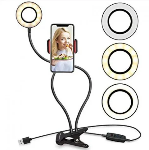 Тримач для телефона на прищіпці з LED-підсвічуванням Live Stream USB