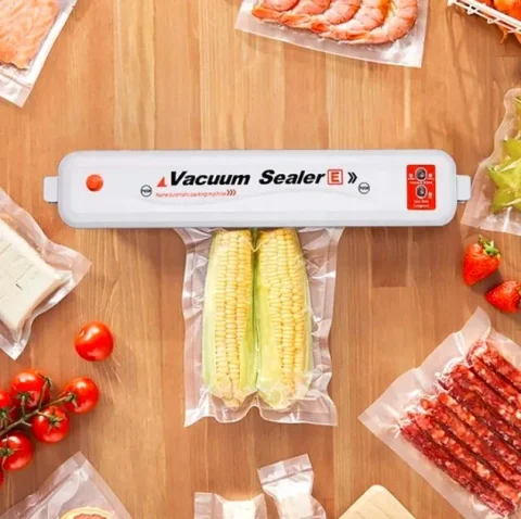 Вакууматор побутовий для продуктів 90 Вт з пакетами білий