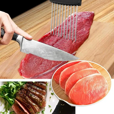Тримач для нарізання продуктів з нержавіючої сталі з голками-фіксаторами