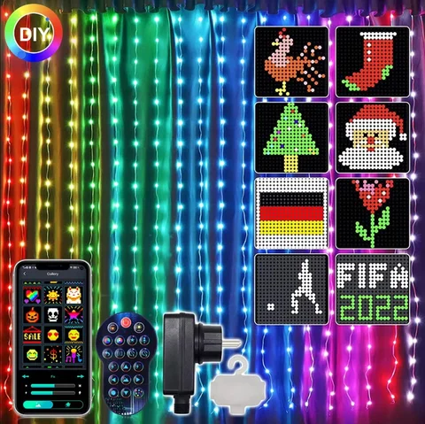 Смарт-гірлянда штора 2 × 2 м SFK-07, 400 LED RGB, керування з телефона