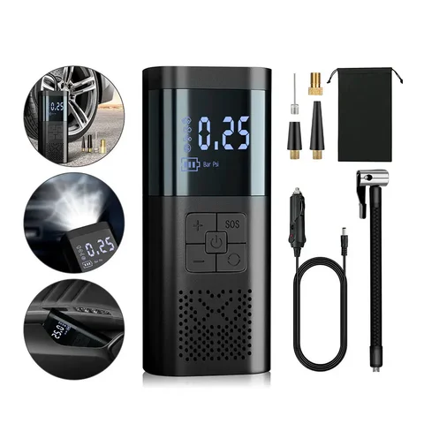 Портативний акумуляторний компресор VC027 150 PSI з LCD-дисплеєм і ліхтарем