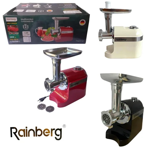 М’ясорубка Rainberg RB-2270 3800 Вт з реверсом (чорна, біла, червона)