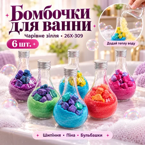 Набір із 6 інтерактивних дитячих бомбочок для ванни Magic Potion 26X-309
