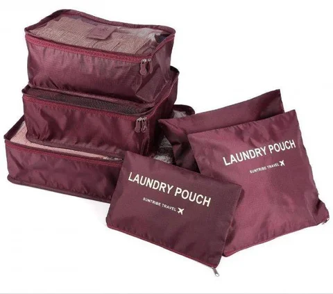 Набір дорожніх органайзерів Laundry Pouch для речей, 6 шт., бордовий