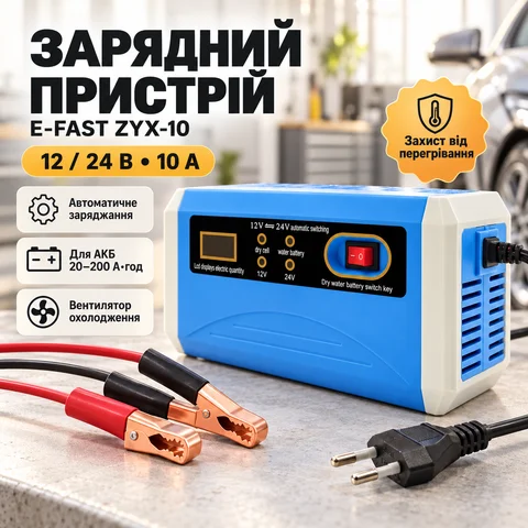 Зарядний пристрій E-FAST ZYX-10 12/24 В, 10 А для автомобільних АКБ