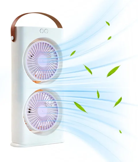 Подвійний настільний вентилятор Mini-Fan FS-05 з акумулятором і RGB-підсвіткою