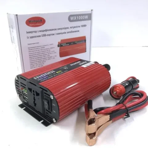 Автомобільний інвертор Wimpex WX-1000W з 12 В на 220 В, 1000 Вт