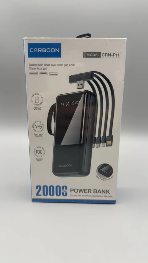 Повербанк CARBOON CRN-P11 20000 мА·год з двома USB-портами, чорний