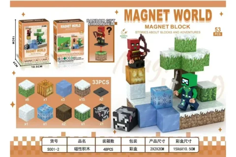 Магнітний конструктор Magnet World S001-2 з 33 кубічних деталей