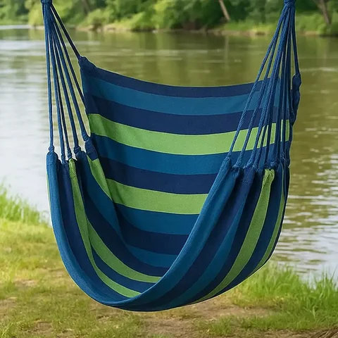 Підвісне крісло-гамак 130 × 100 см одномісне, синьо-зелене