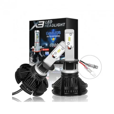 LED-лампи X3 цоколь H3 для автомобіля, 6 світлодіодів CSP, 6000 лм