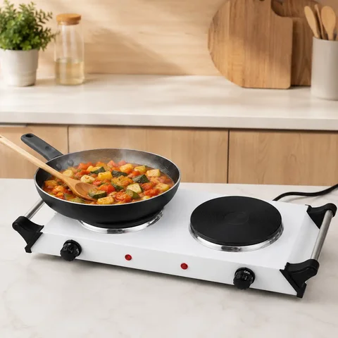 Плита електрична настільна Star Chef St-8200A на 2 конфорки 1500 Вт, біла