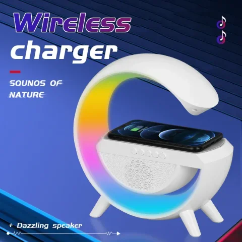 Станція бездротової зарядки з нічником і Bluetooth-колонкою, TF-карта
