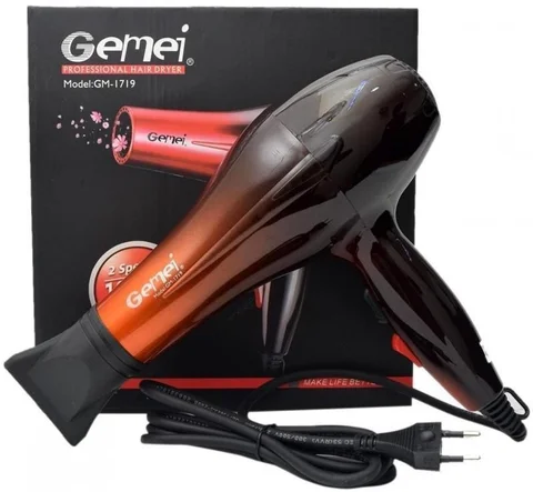 Фен для волосся Gemei GM-1719, 1800 Вт, холодне обдування