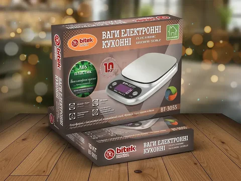Кухонні електронні ваги BITEK BT-3055 до 10 кг з платформою зі сталі