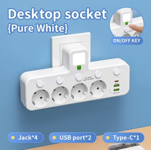 Мережевий фільтр 8625UL на 4 розетки з підсвічуванням, 2 USB і Type-C PD
