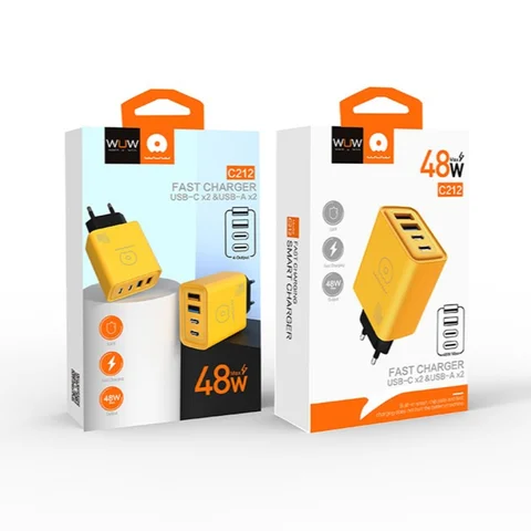Мережевий зарядний пристрій WUW C212 48 Вт, 2 USB і 2 Type-C