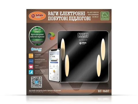 Ваги підлогові електронні BITEK BT-1607 скляні до 180 кг