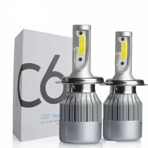 Комплект світлодіодних LED-ламп C6 H4 для фар авто з охолодженням, 3800 лм